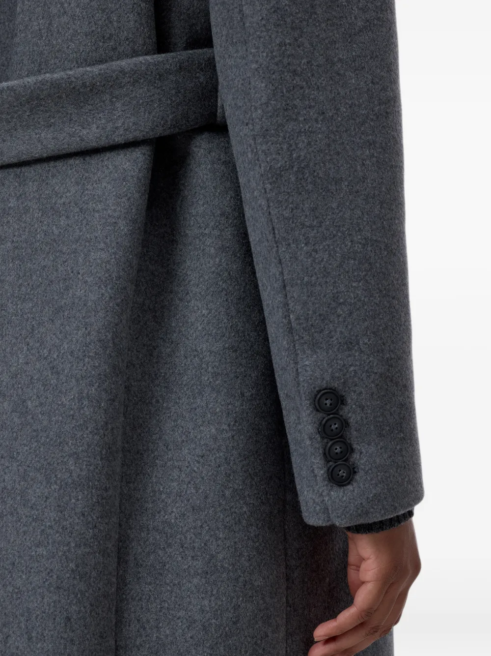 Closed belted notched-lapels coat Grijs