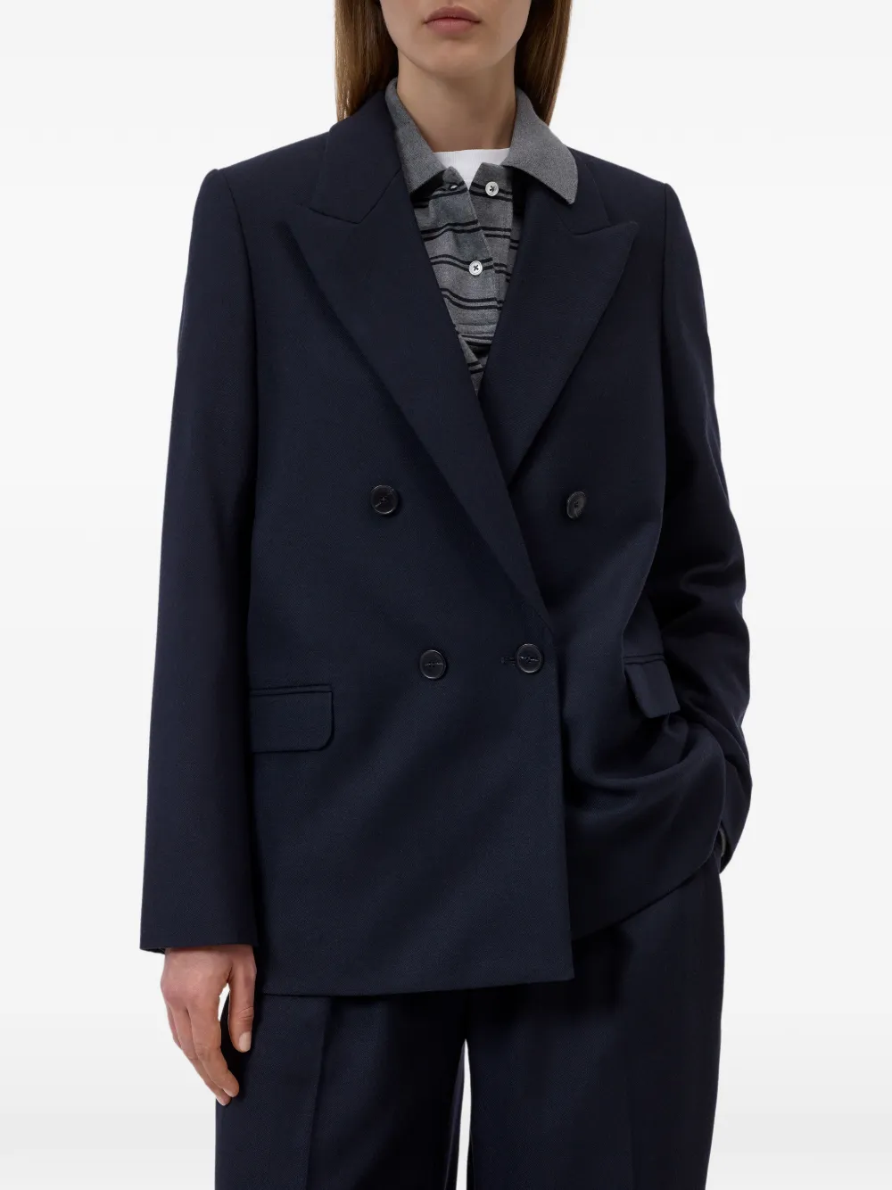 Closed Blazer met dubbele rij knopen Blauw