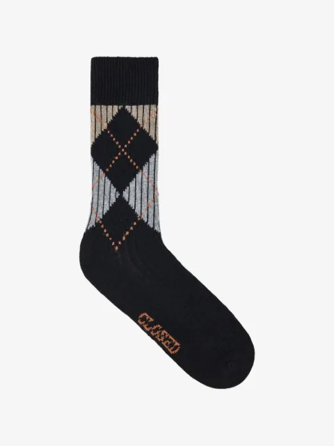 Closed argyle-knit socks