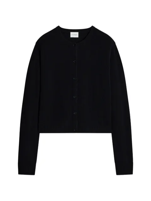 Closed crew-neck long-sleeve cardigan