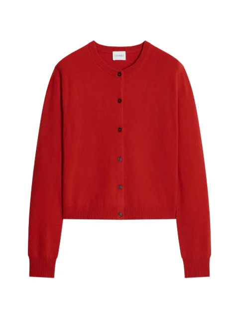 Closed crew-neck long-sleeve cardigan