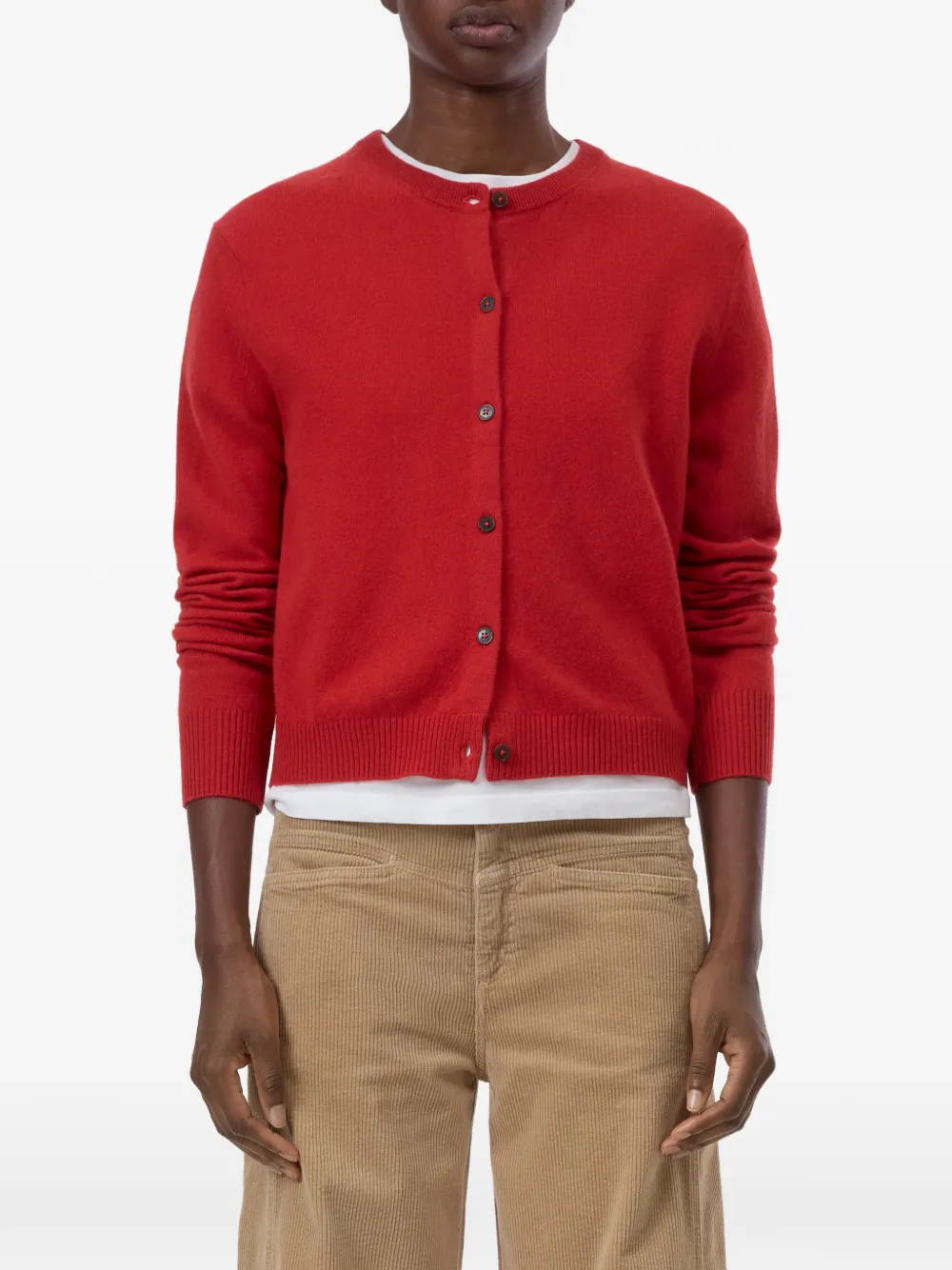 Closed Vest met ronde hals Rood