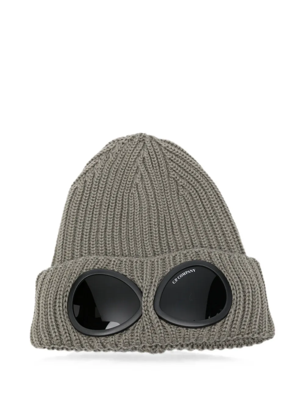 C.P. Company Goggle-detail ribbed-knit beanie hat - Verde