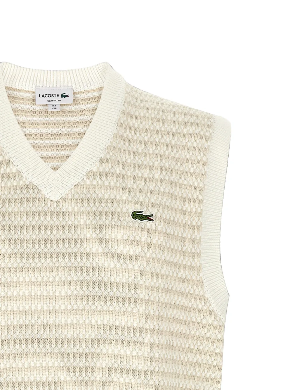 Lacoste Top met V-hals en logo-patch Beige