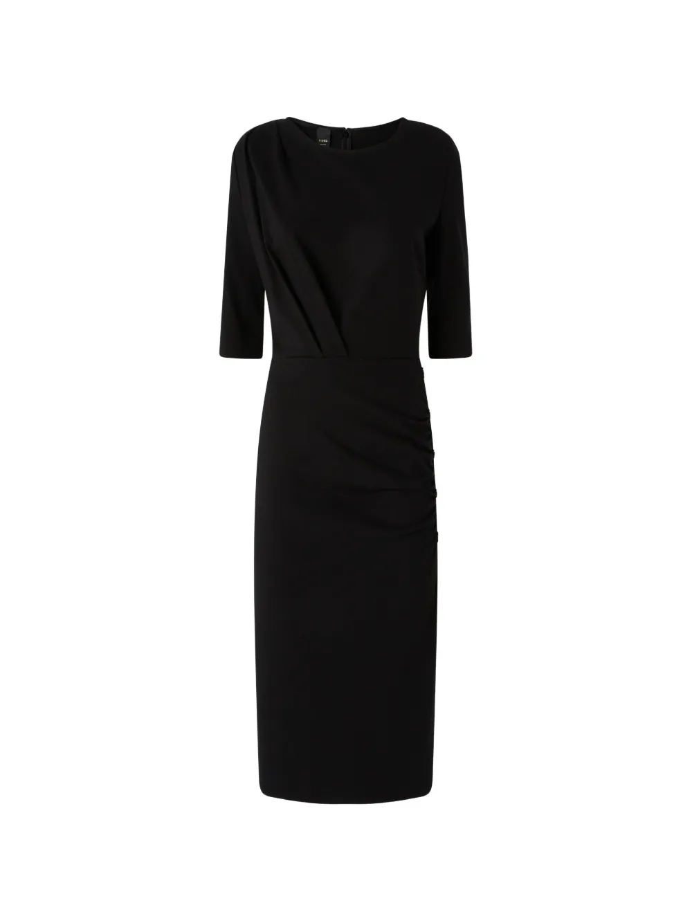 PINKO draped ruched-detail midi dress - Schwarz
