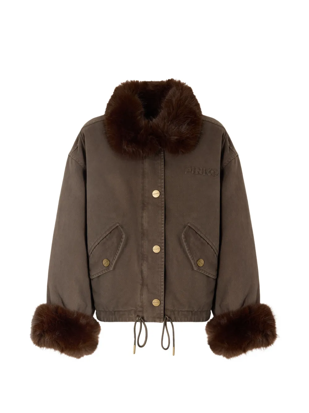 PINKO faux-fur trim jacket - Brown