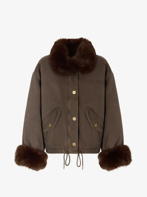PINKO chaqueta con ribete de pelo artificial
