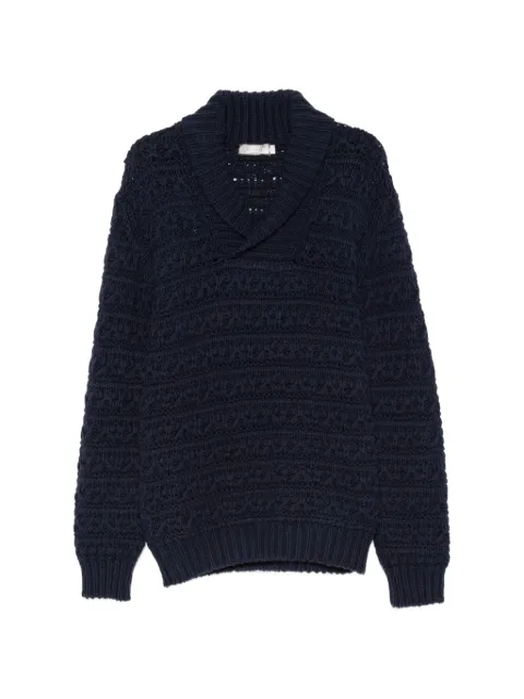 Canali cable-knit shawl-collar sweater