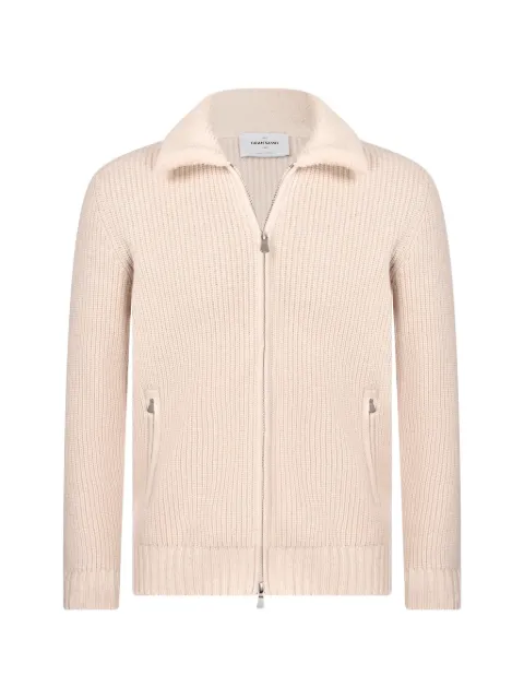 Gran Sasso shearling-collar ribbed-knit jacket