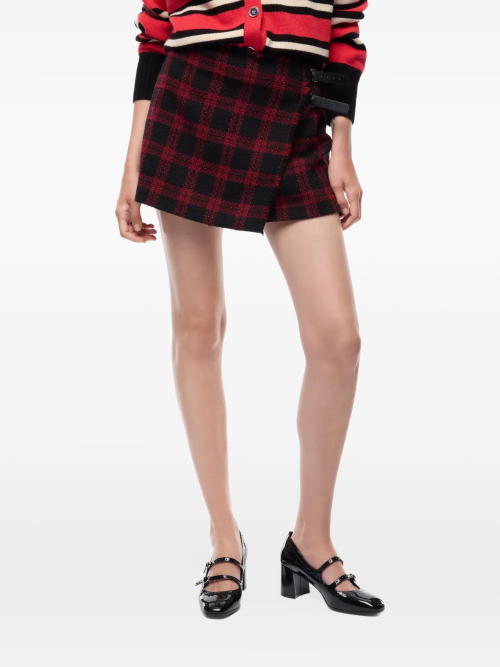 PINKO Geruite midi-rok met gespsluiting Zwart