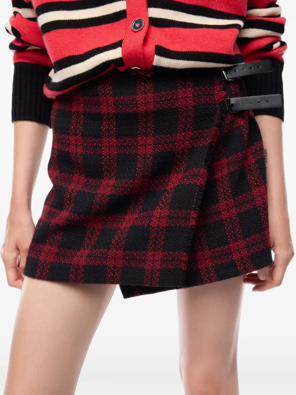 PINKO Geruite midi-rok met gespsluiting Zwart