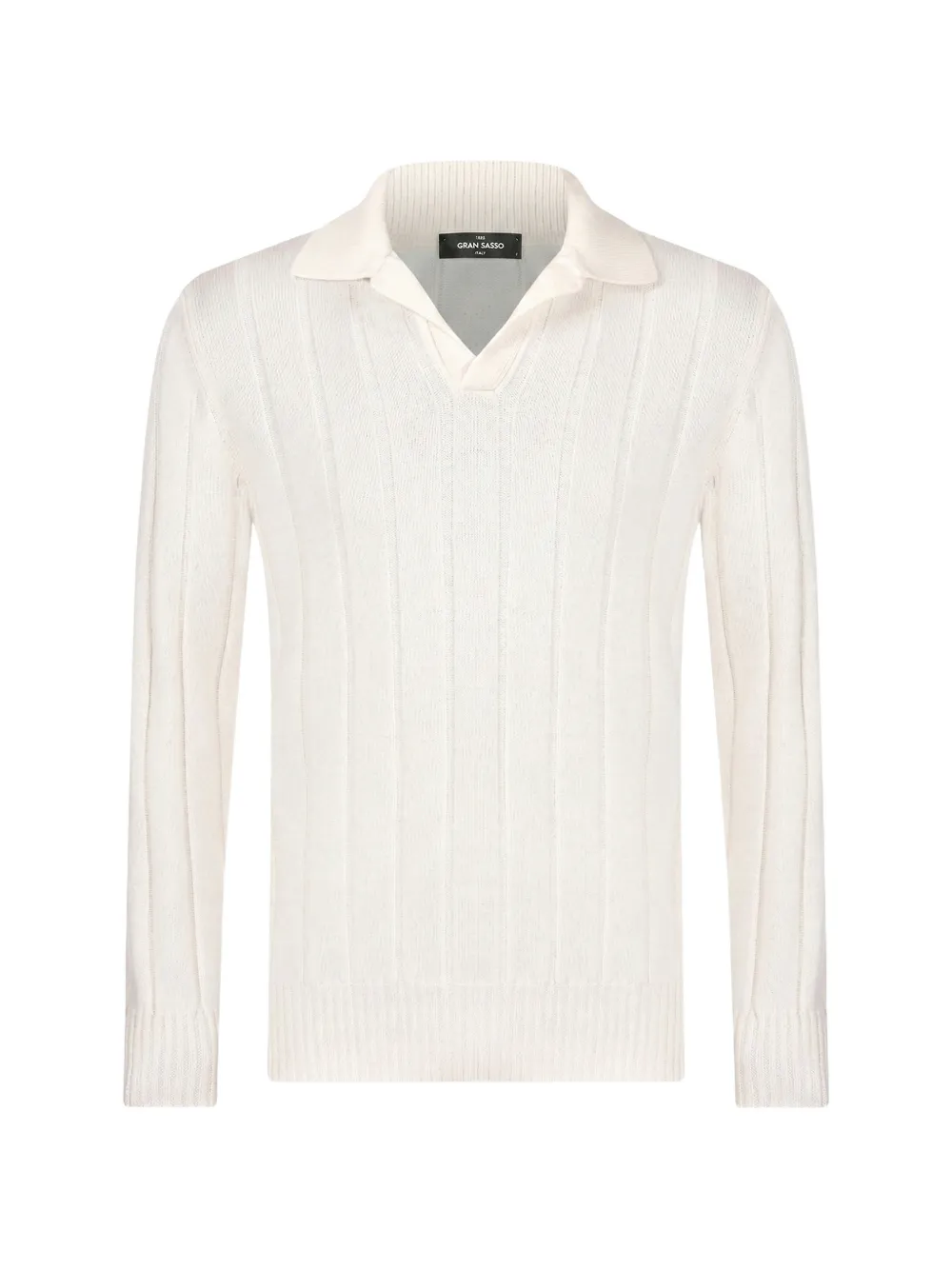 Gran Sasso ribbed-knit long-sleeve polo shirt