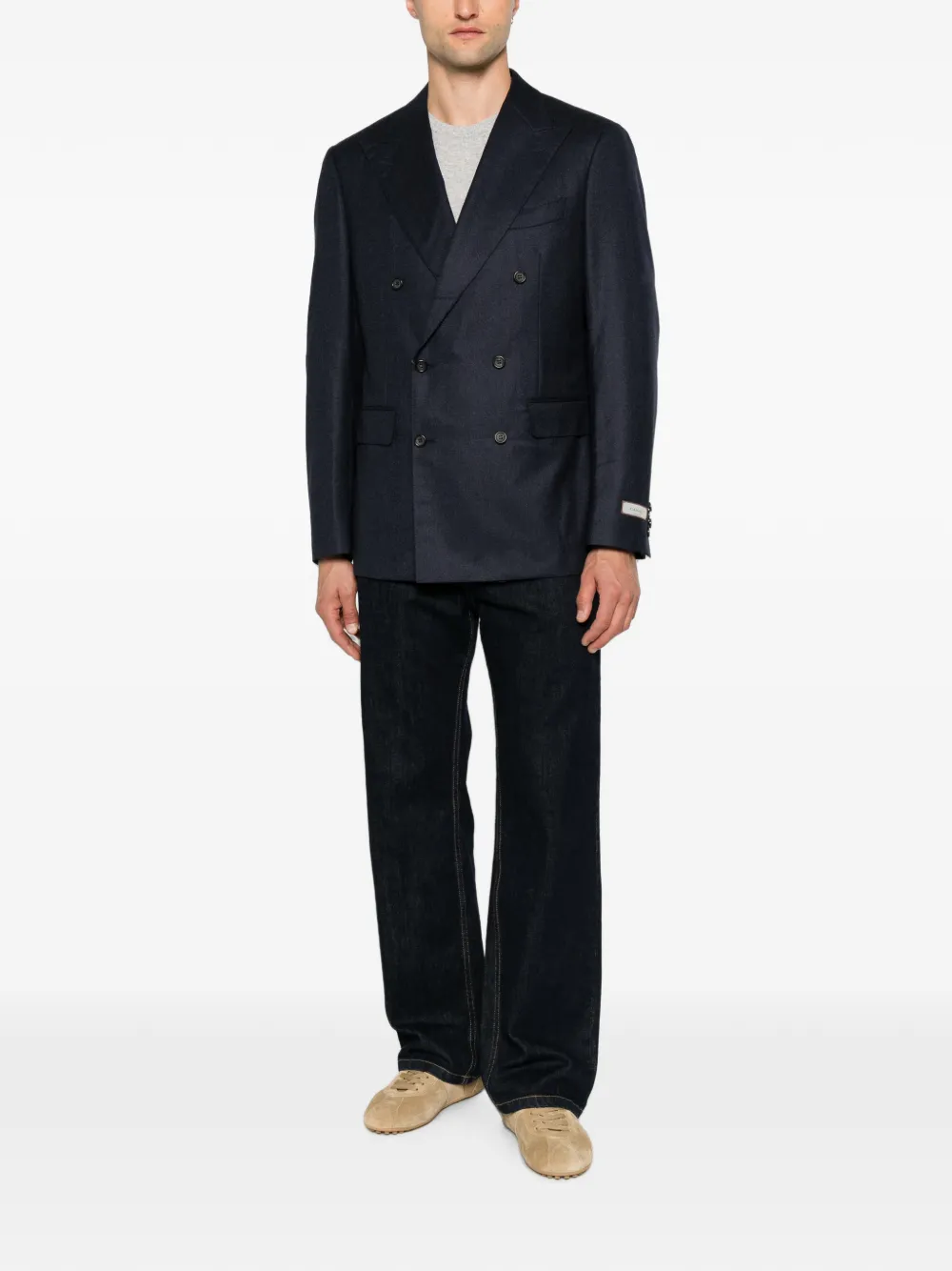 Canali Wollen blazer met dubbele rij knopen en puntige revers Blauw