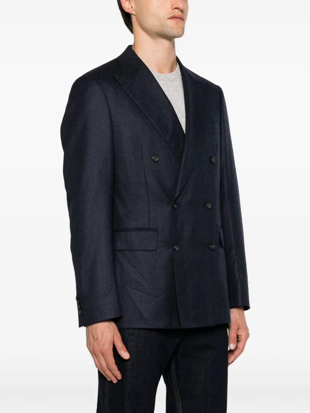 Canali Wollen blazer met dubbele rij knopen en puntige revers Blauw
