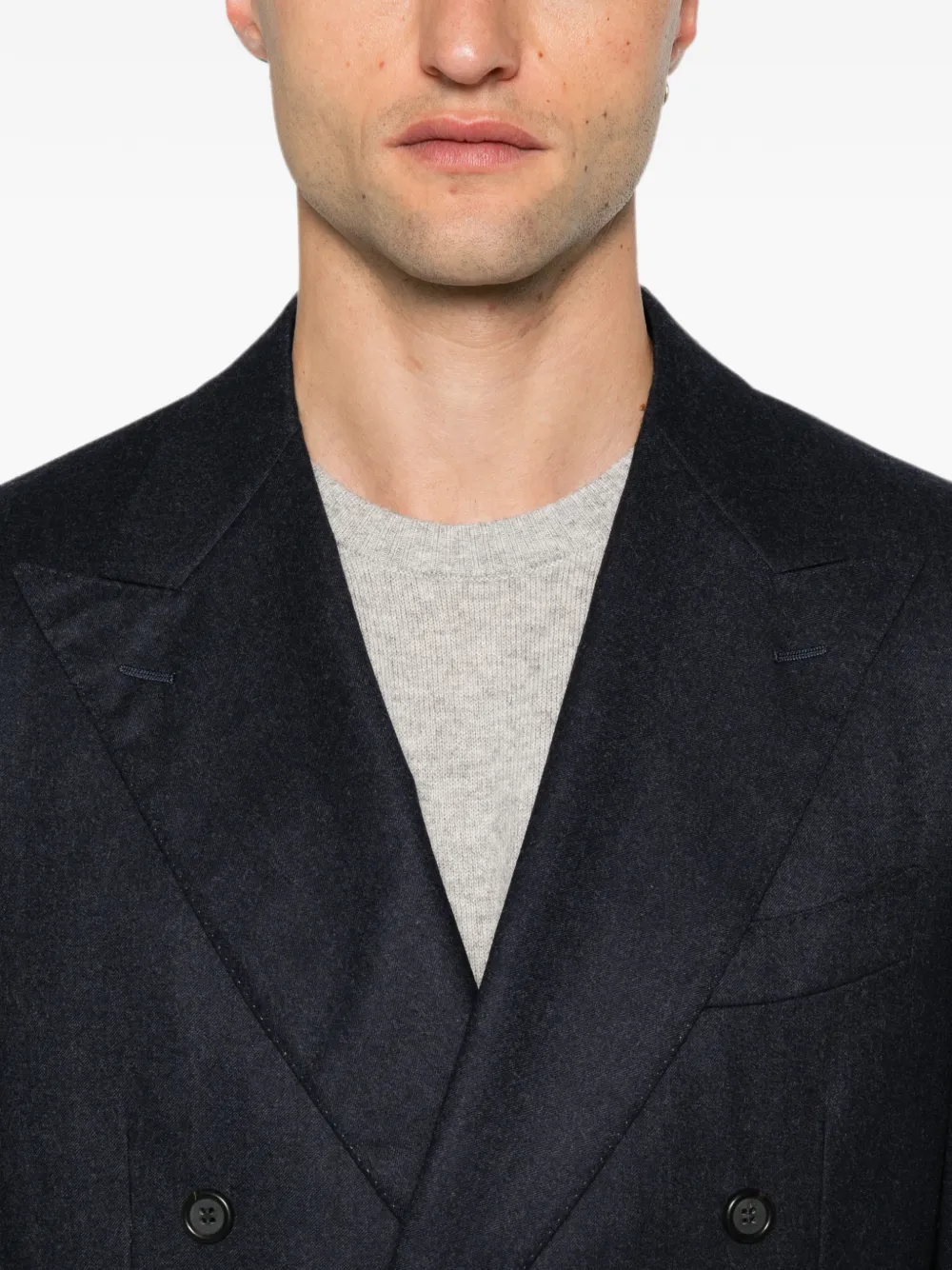 Canali Wollen blazer met dubbele rij knopen en puntige revers Blauw