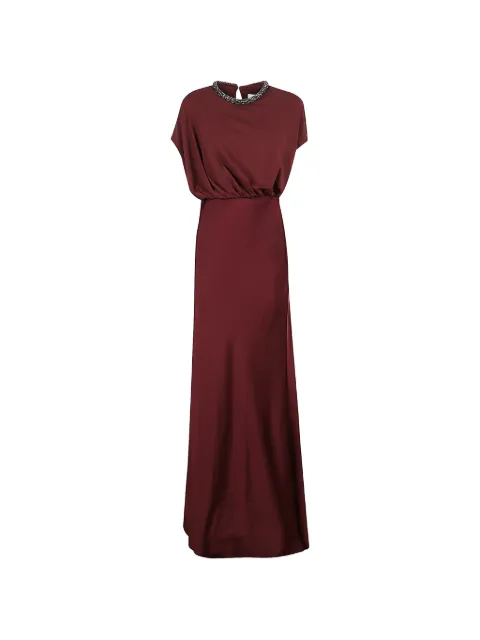 Roland Mouret crystal-embellished gathered maxi dress