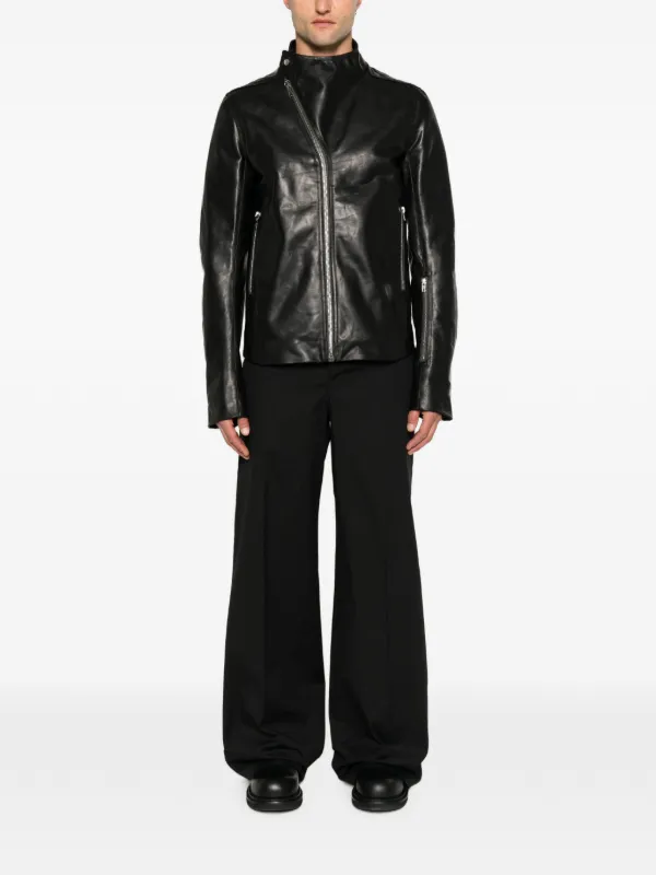 Rick Owens Release asymmetric-zip Leather Jacket | Black | FARFETCH