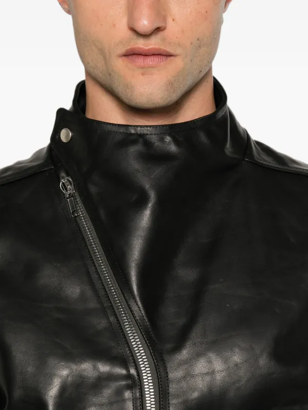 Rick Owens Release asymmetric-zip Leather Jacket | Black | FARFETCH