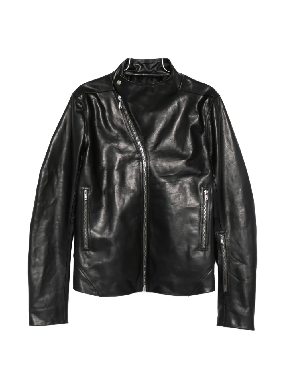 Rick Owens Release asymmetric-zip leather jacket - Nero