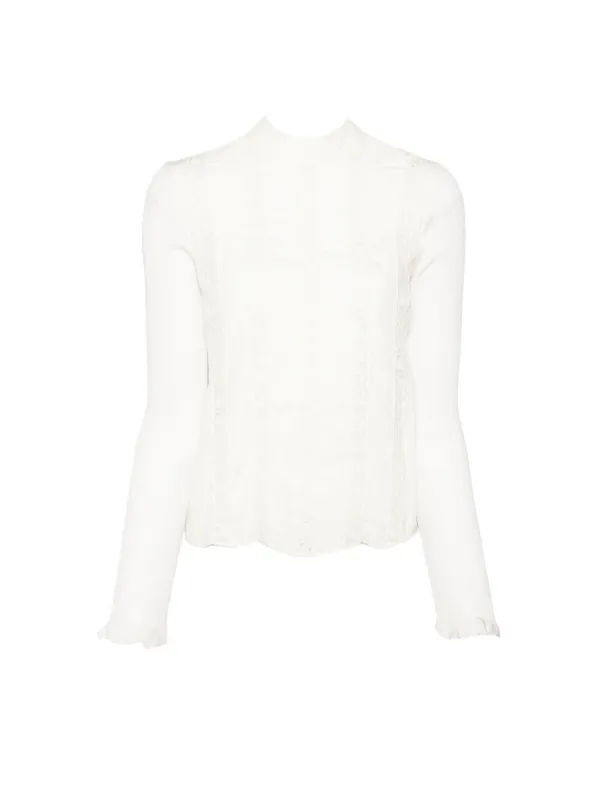 Bally Button-back Ruffled Shirt in Neutrals