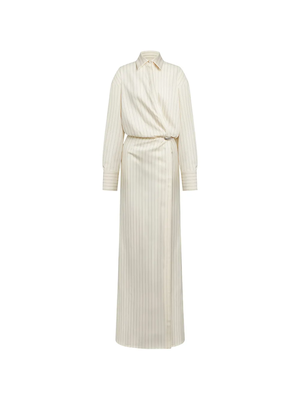 DONDUP pinstripe-pattern wrap maxi dress - Toni neutri