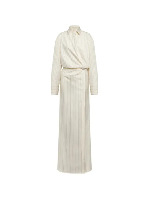 DONDUP pinstripe-pattern wrap maxi dress