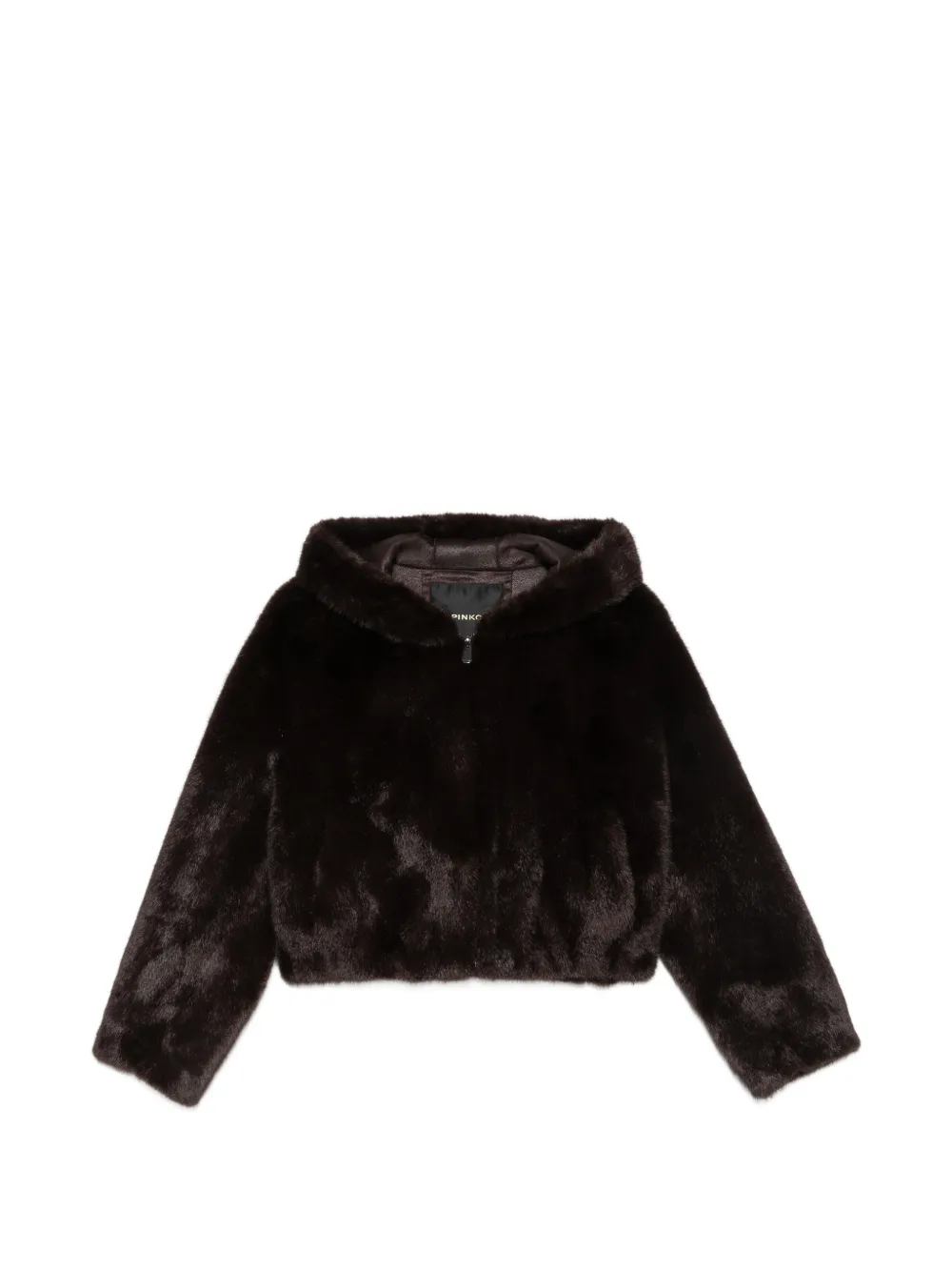 PINKO faux-fur hooded jacket - Marrone