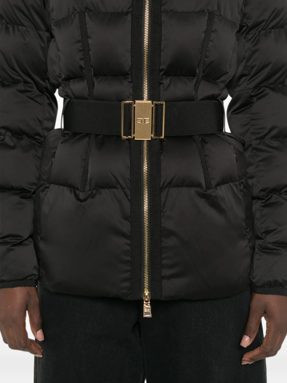 Elisabetta Franchi Donsjack met capuchon Zwart