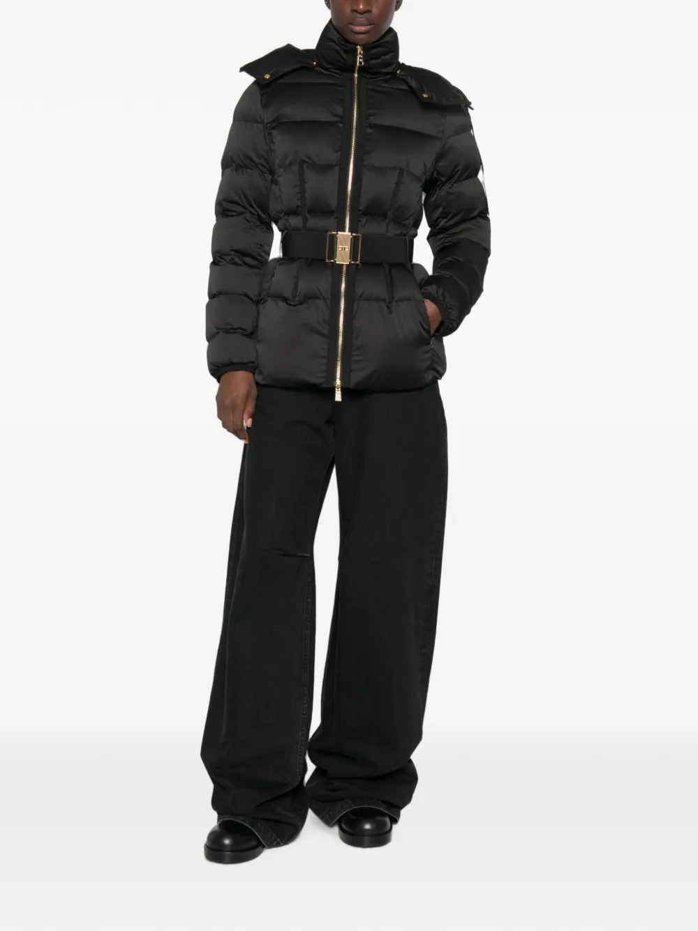 Elisabetta Franchi Donsjack met capuchon Zwart