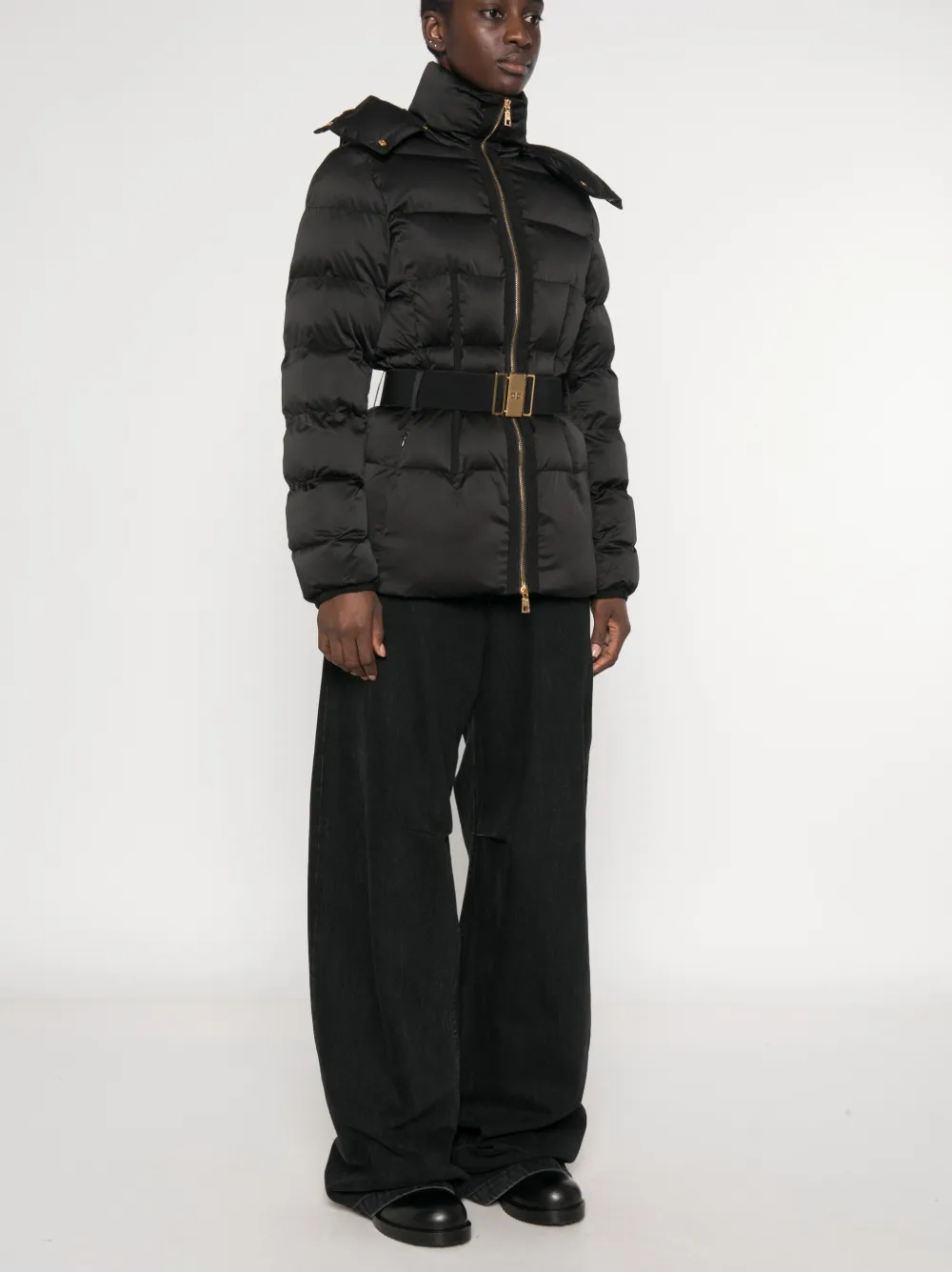 Elisabetta Franchi Donsjack met capuchon Zwart