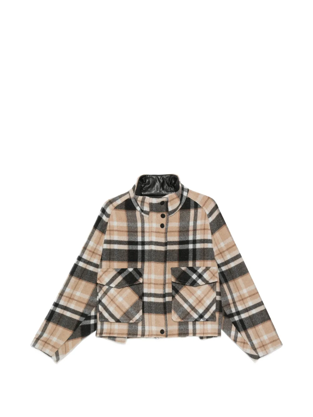 PINKO double-layered check-pattern high-neck coat - Toni neutri