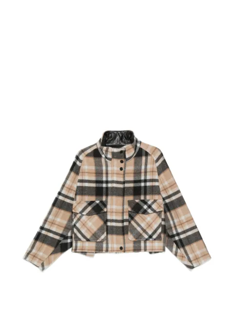 PINKO double-layered check-pattern high-neck coat