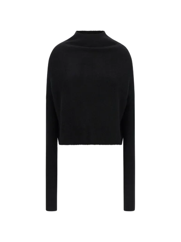 Rick Owens Tower LS Crater High-neck Sweater in Black