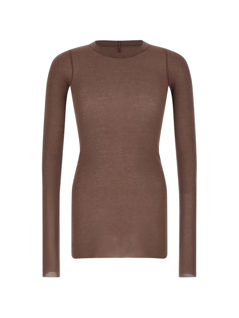 Rick Owens Rib LS T raw-cut T-shirt - Braun