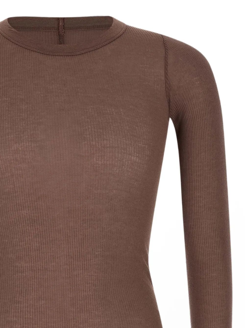 Rick Owens Rib LS T gerafeld T-shirt Bruin