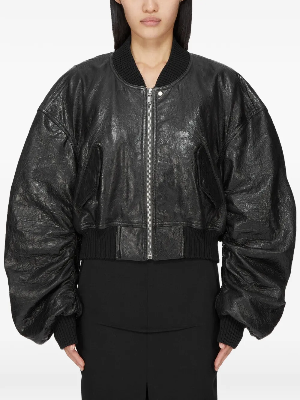 Rick Owens Tower Secchia Cropped Flight bomberjack Zwart