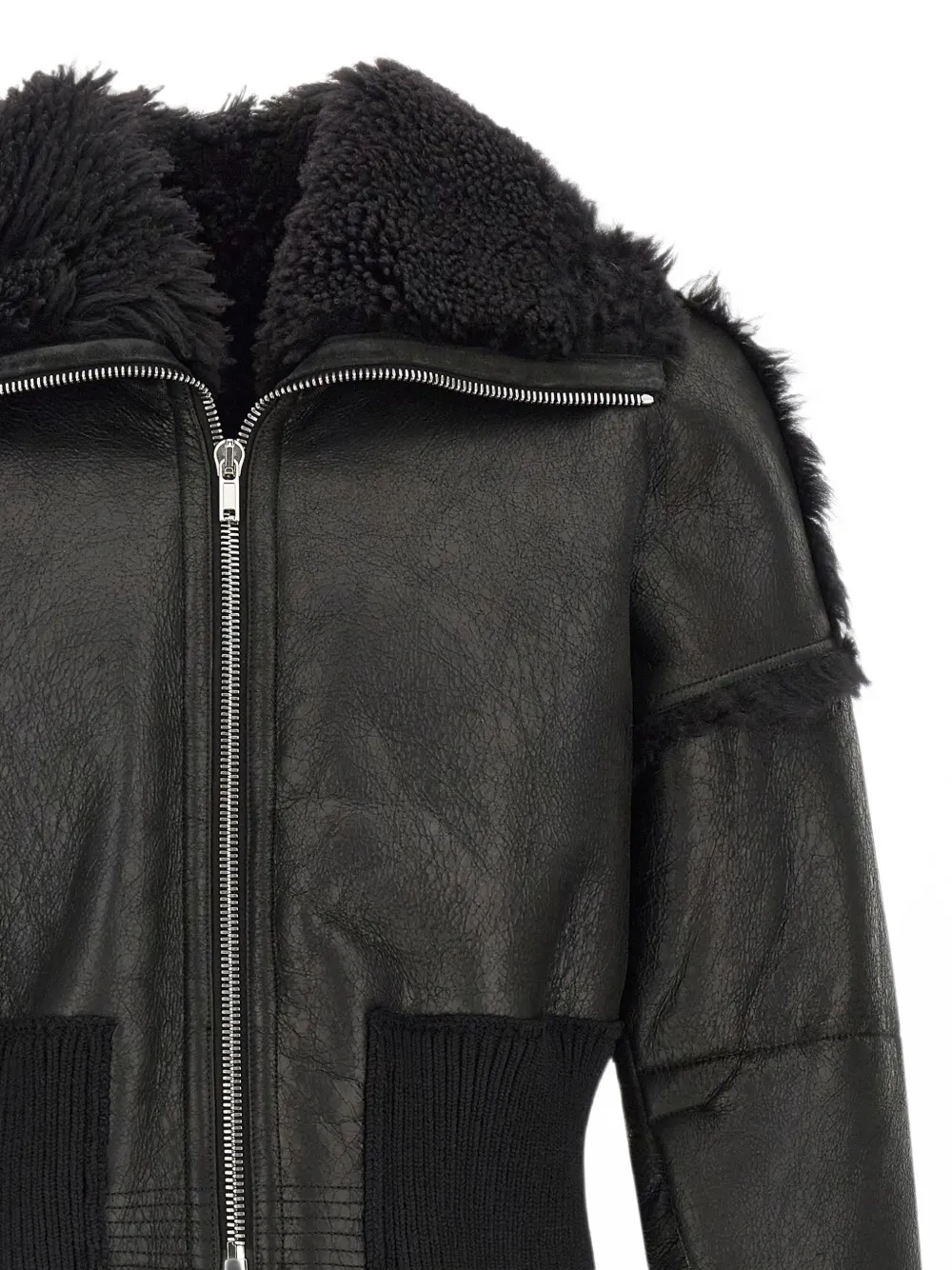 Rick Owens Flight Jkt Cropped bomberjack met lammy voering Zwart