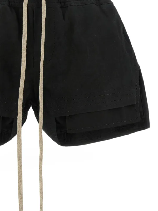 Rick Owens Fog Boxers Asymmetric Shorts | Black | FARFETCH