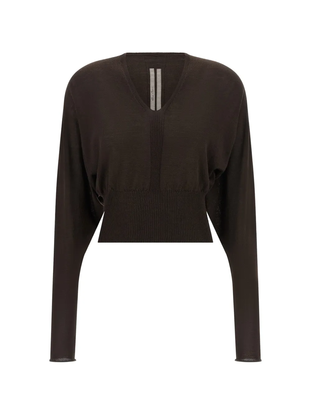 Rick Owens V Cropped top bat-sleeve wool sweater - Marrone