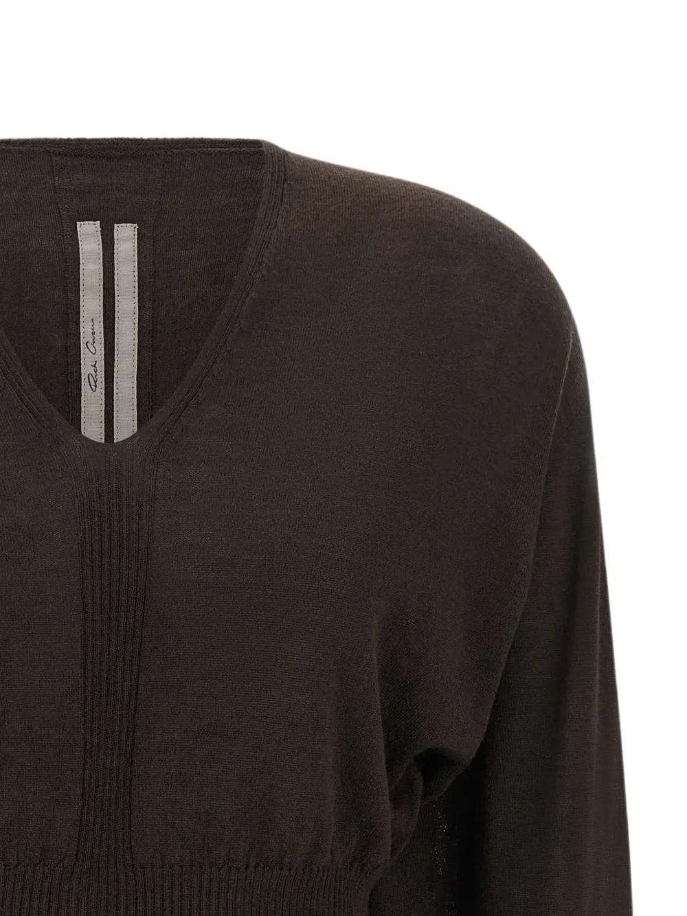 Rick Owens V Cropped wollen trui met vleermuismouwen Bruin