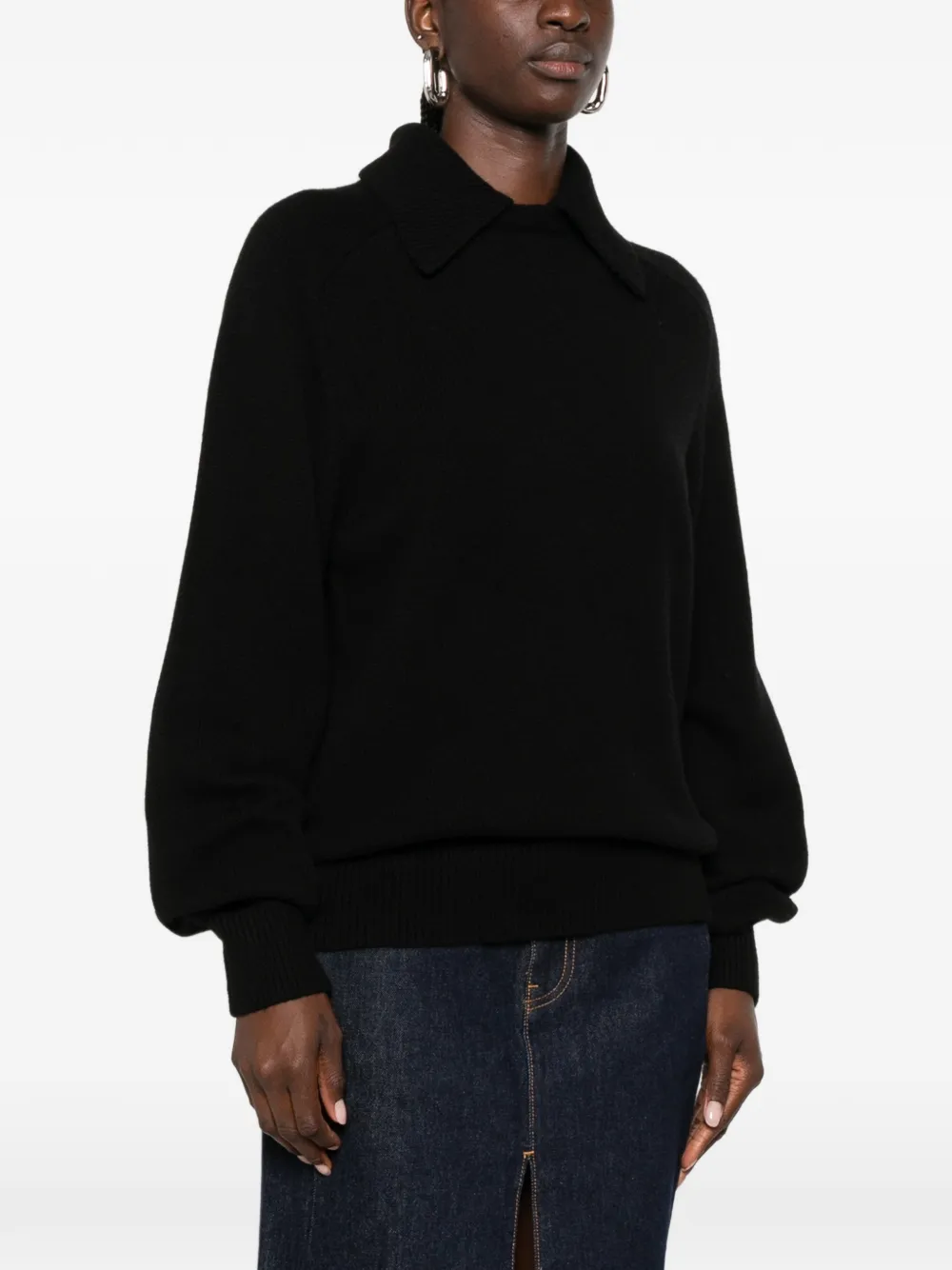KHAITE Jackson trui met raglan mouwen en kraag Zwart