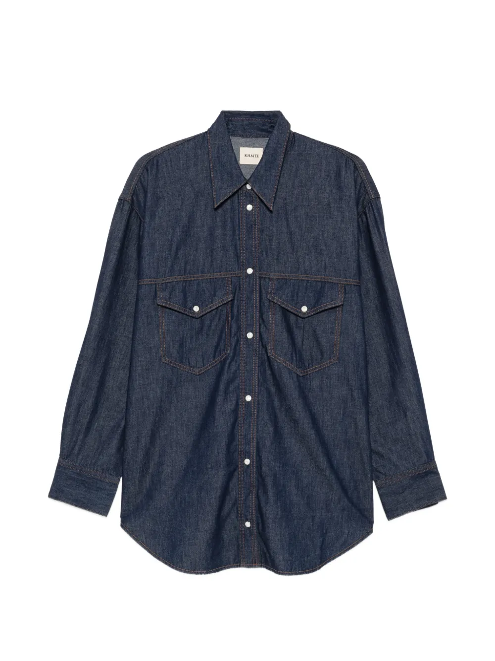 KHAITE Christensen contrast-stitch denim shirt - Blu