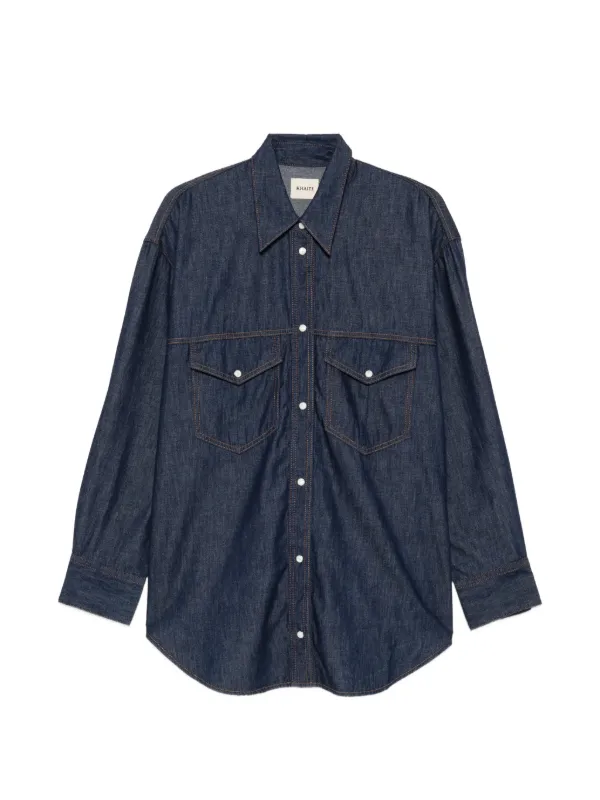 Khaite Christensen Contrast-stitch Denim Shirt in Blue