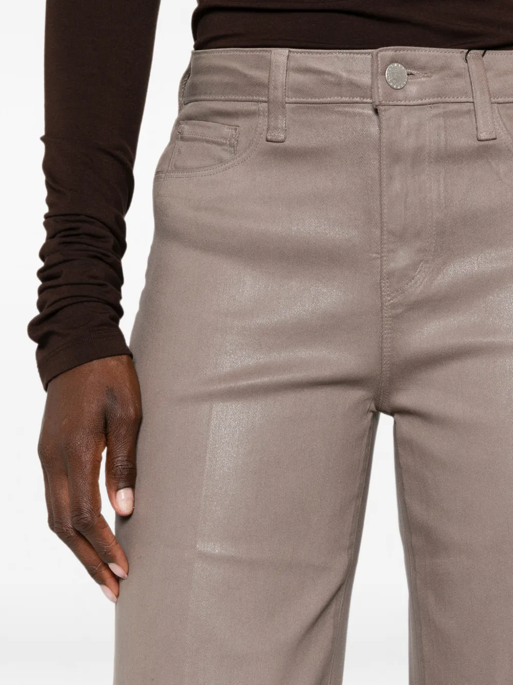 L'Agence Cçayton gecoate jeans met wijde pijpen Grijs