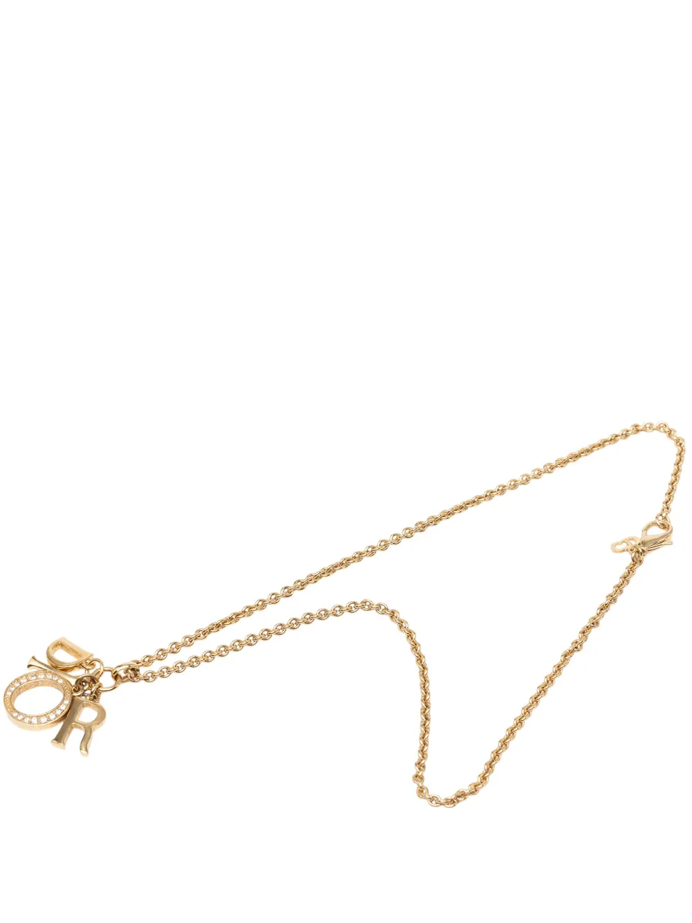 Christian Dior Pre-Owned 20th Century Gold Plated Strass Logo Pendant Necklace costume necklace