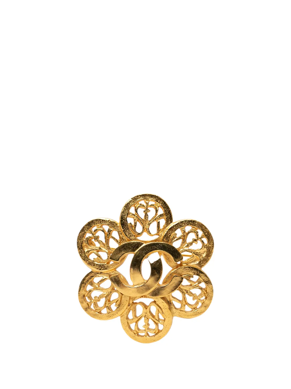 CHANEL Pre-Owned Spilla CC a fiore placcata oro 1990-2010