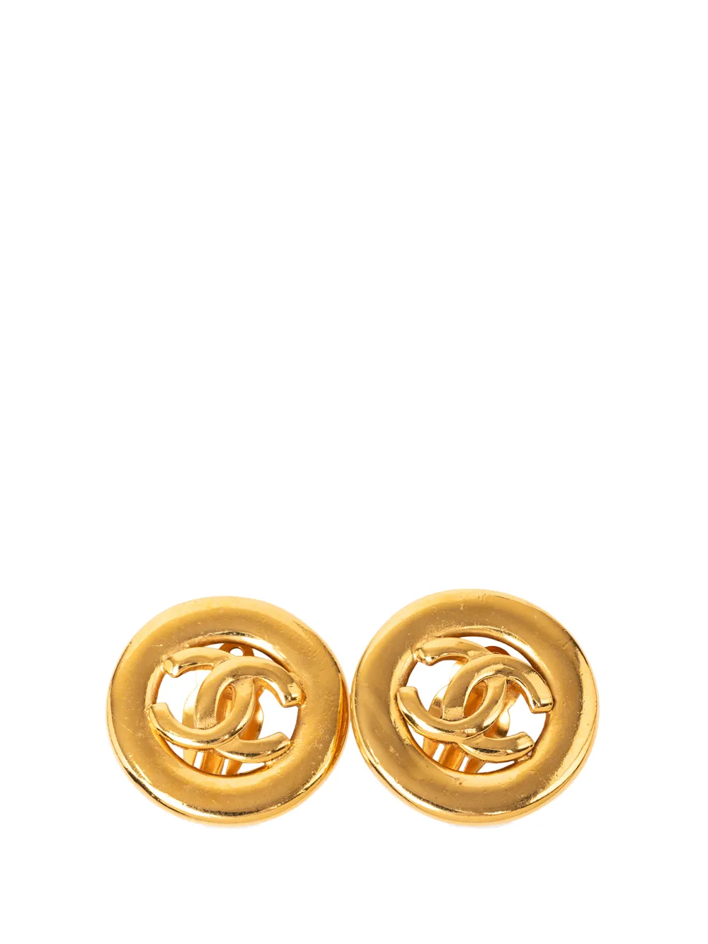 CHANEL Pre-Owned Orecchini tondi a clip CC placcati in oro 1950-1970