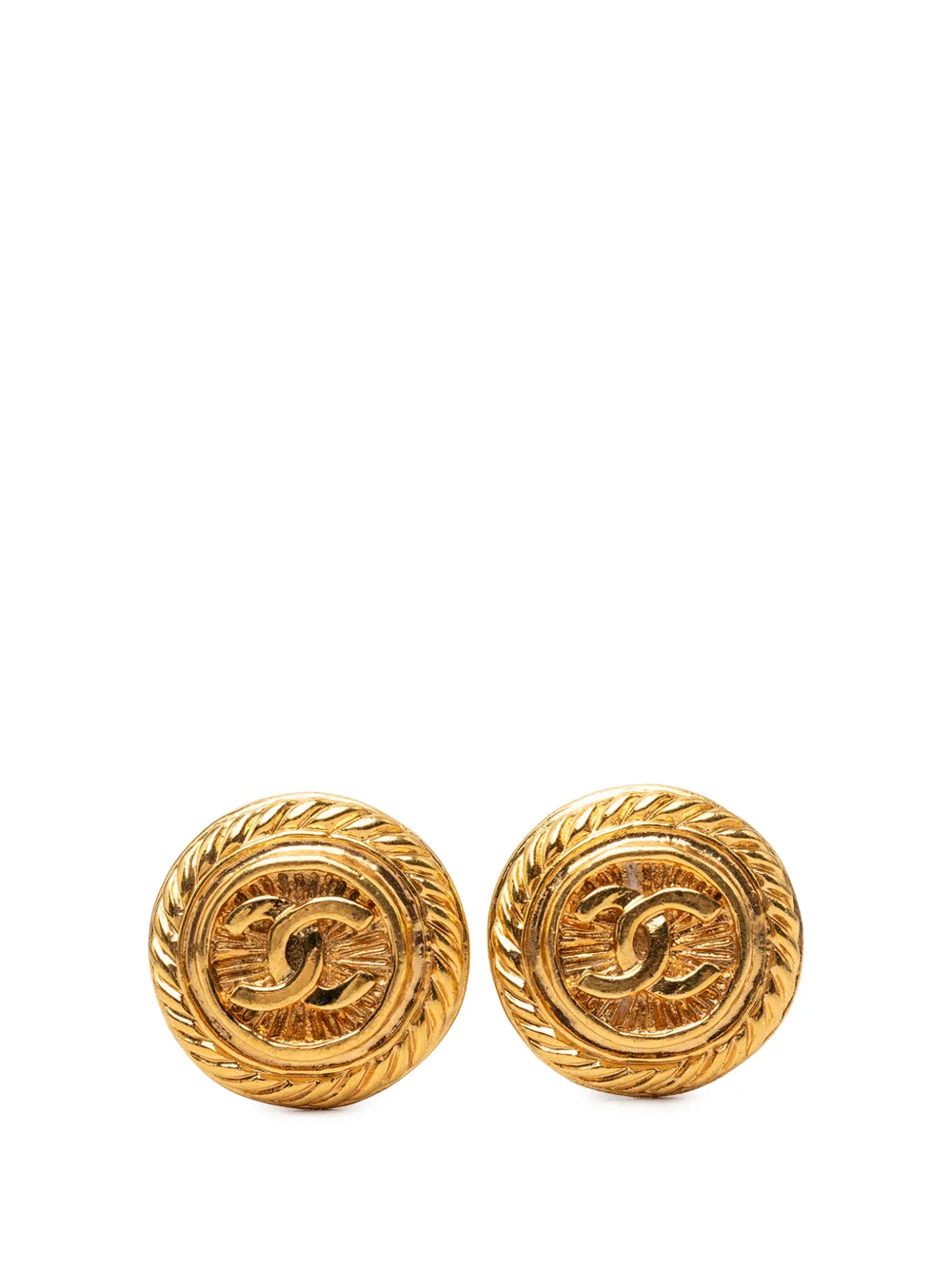CHANEL Pre-Owned Orecchini tondi CC a clip con placcatura oro 1993
