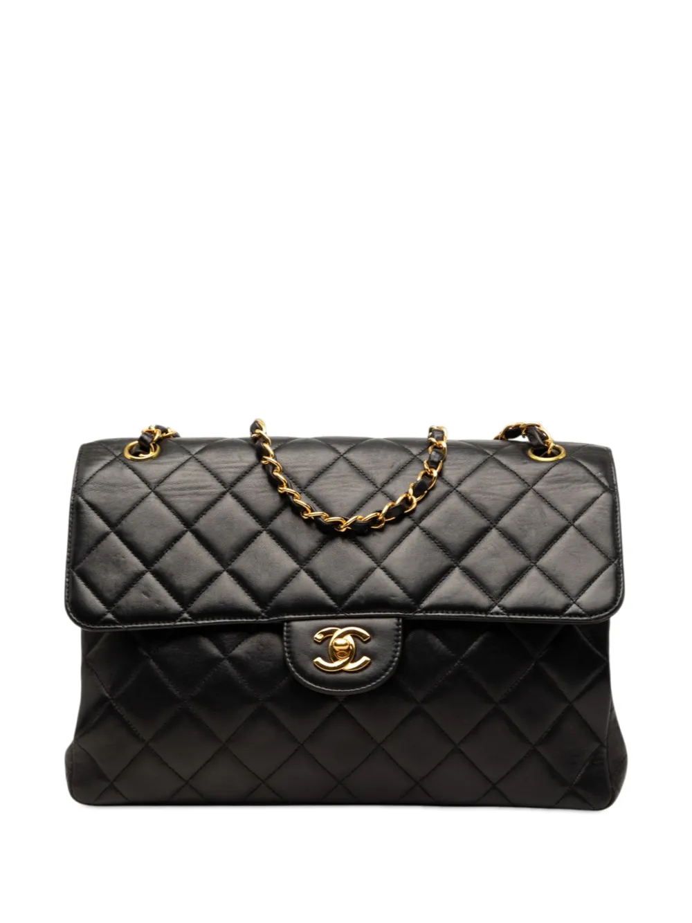 CHANEL Pre-Owned Borsa a spalla Jumbo Double Sided Flap in pelle di agnello trapuntata 1996-1997 - Nero