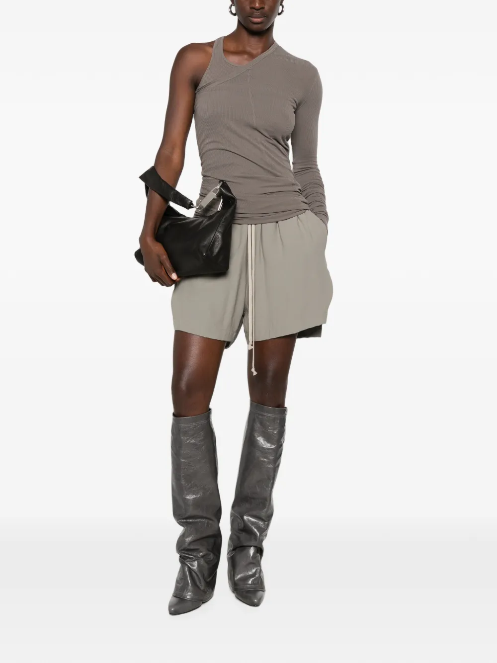 Rick Owens Banana asymmetric ribbed top - Grau